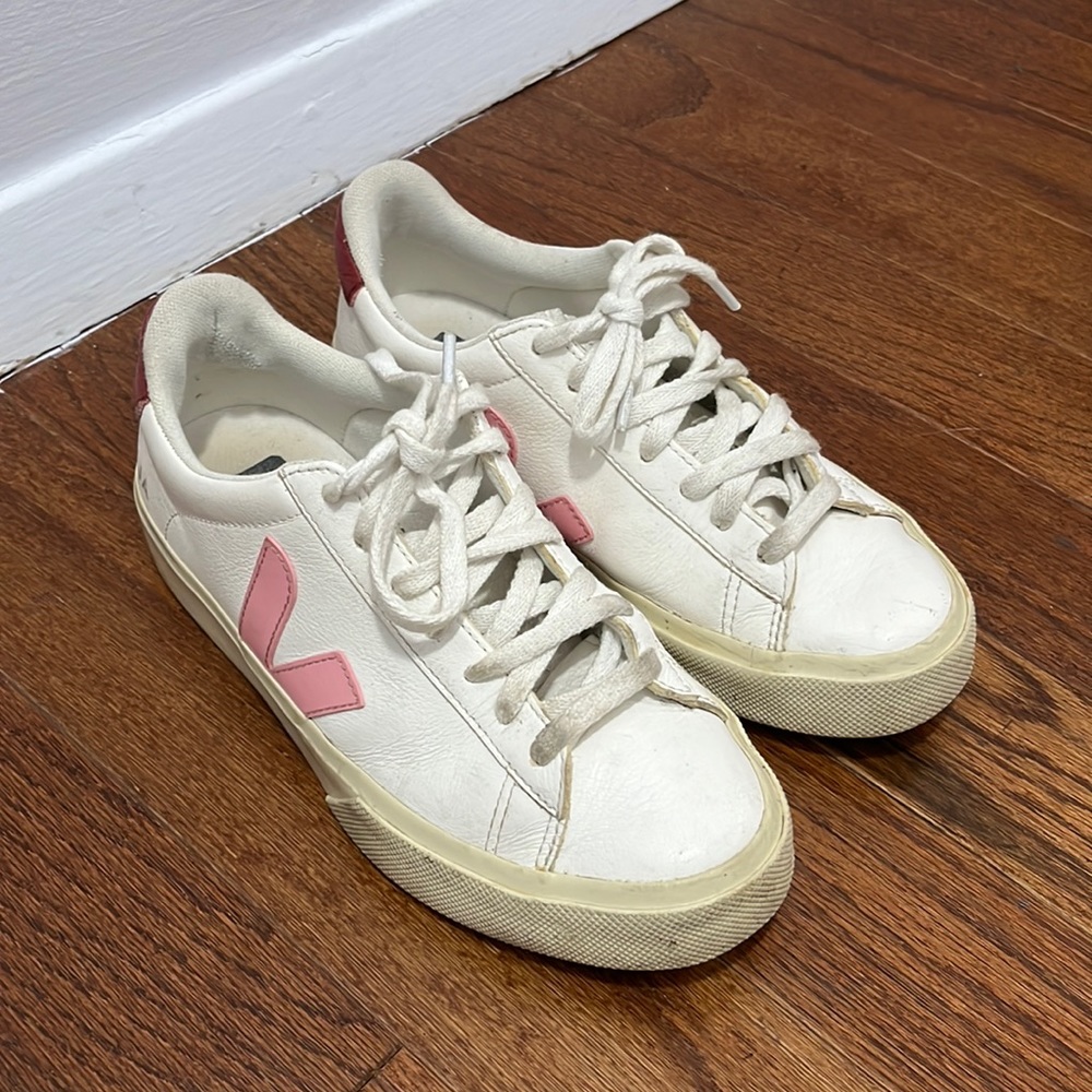 Red and Pink Veja sneakers